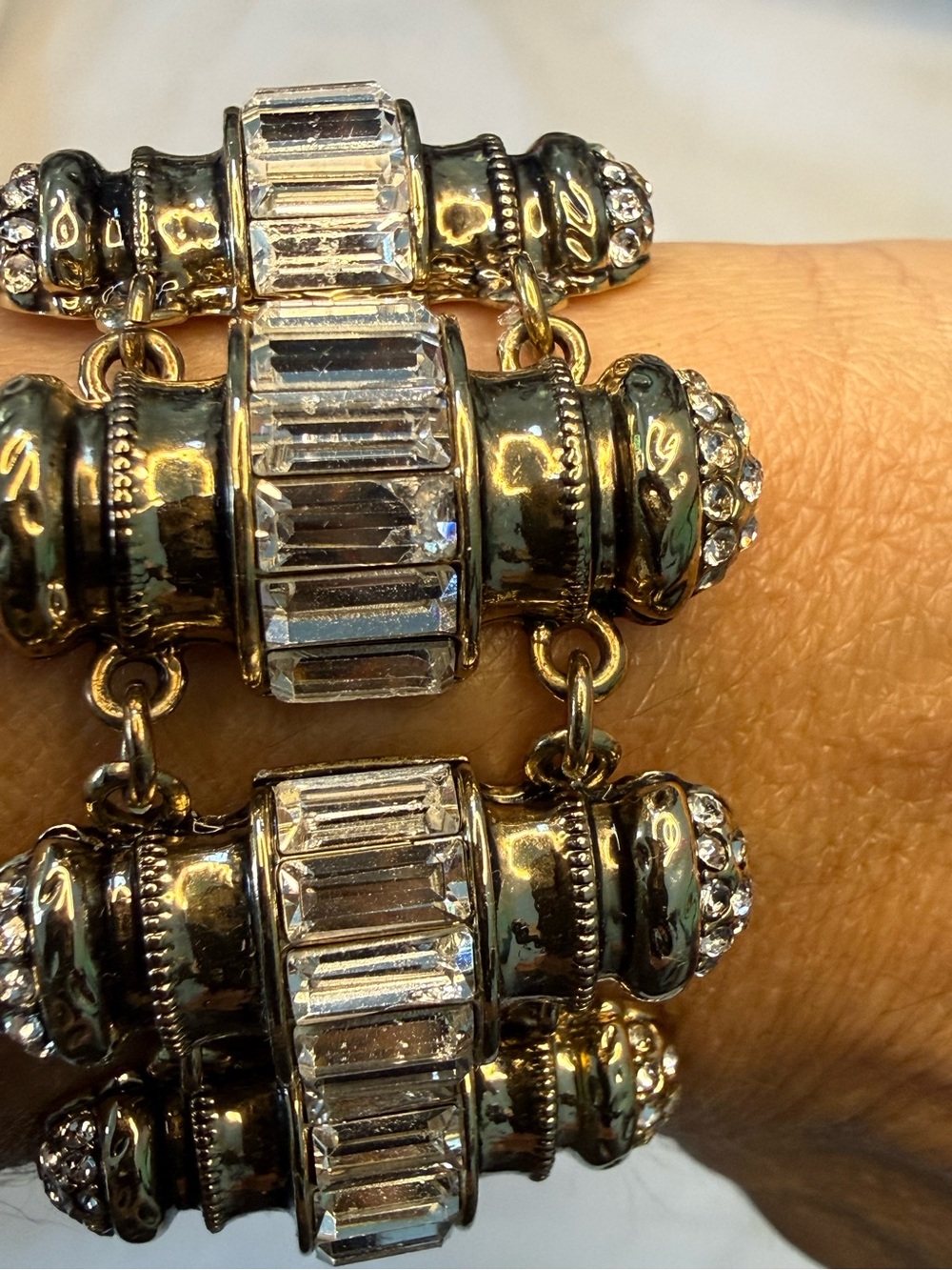 Lulu Frost art deco Crystal-Accented Gunmetal Link Bracelet - Women Jewelry